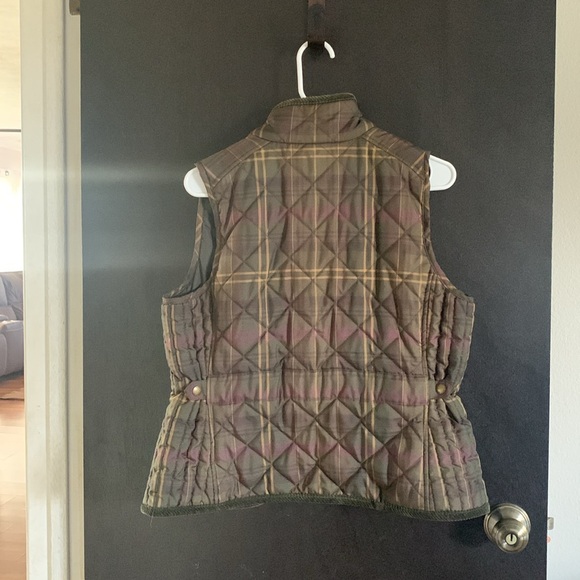 Lauren Ralph Lauren Olive Quilted Plaid Puffer Vest Women’s Size Petite Large - Picture 15 of 16